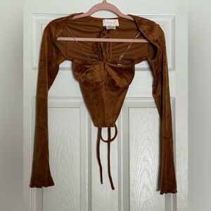 Brown Sleeveless Top and Long Sleeve Shrug